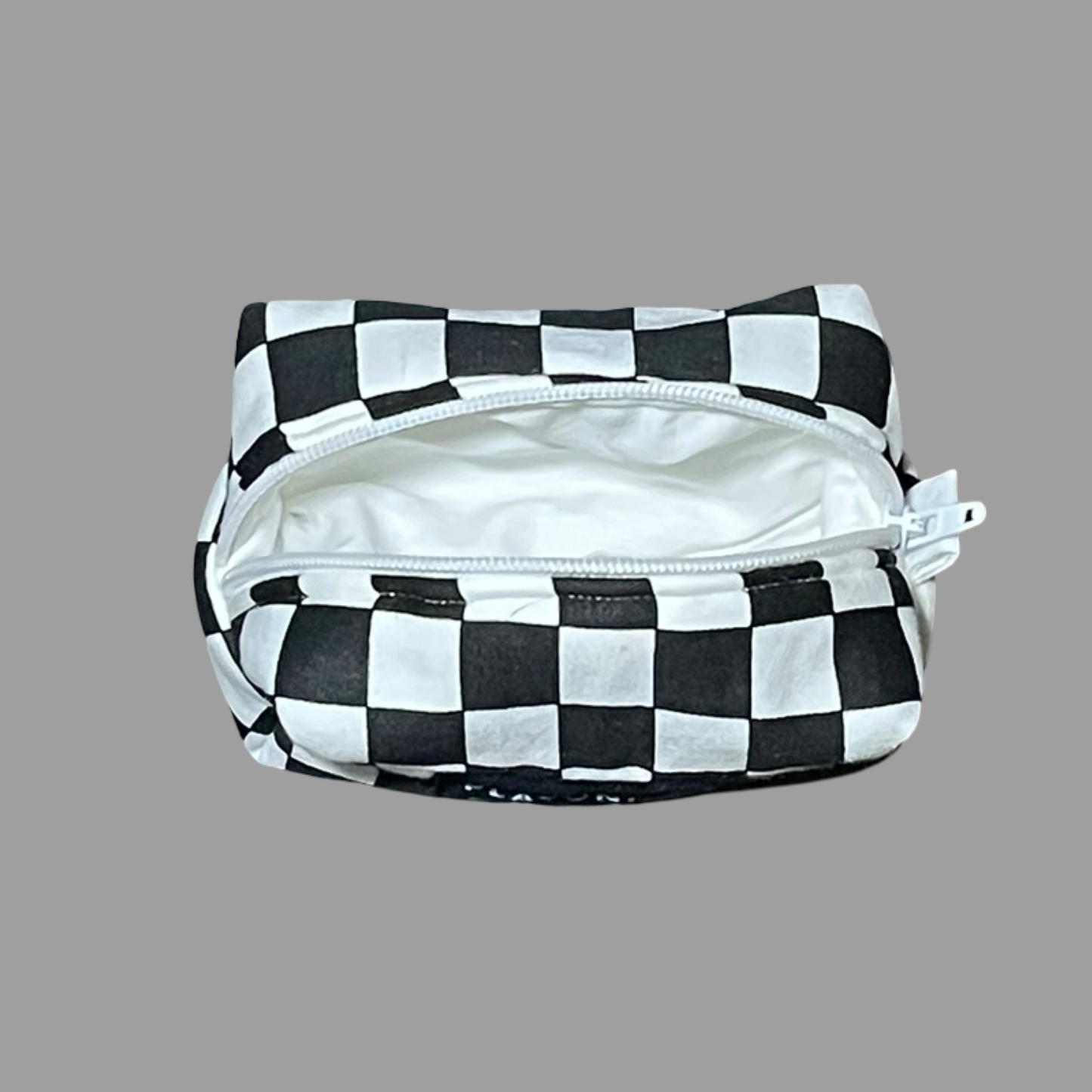 Tiny Dopp Bag Black Checkered ( White Lining )