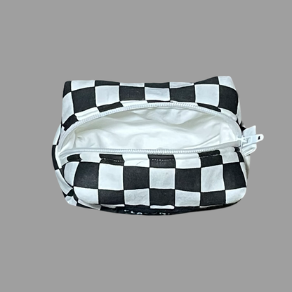 Tiny Dopp Bag Black Checkered ( White Lining )