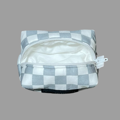 Tiny Dopp Bag Grey Checkered ( White Lining )