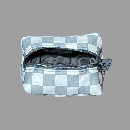 Tiny Dopp Bag Grey Checkered ( Grey Lining )