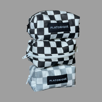 Tiny Dopp Bag Black Checkered ( White Lining )