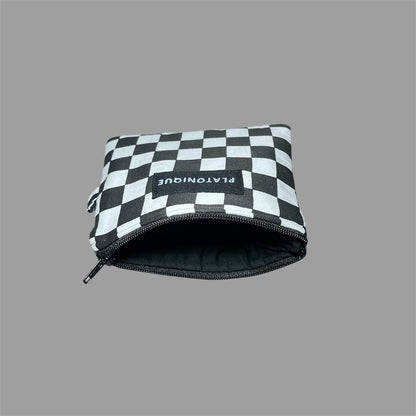 Zipper Pouch Checkered ( Black Lining )