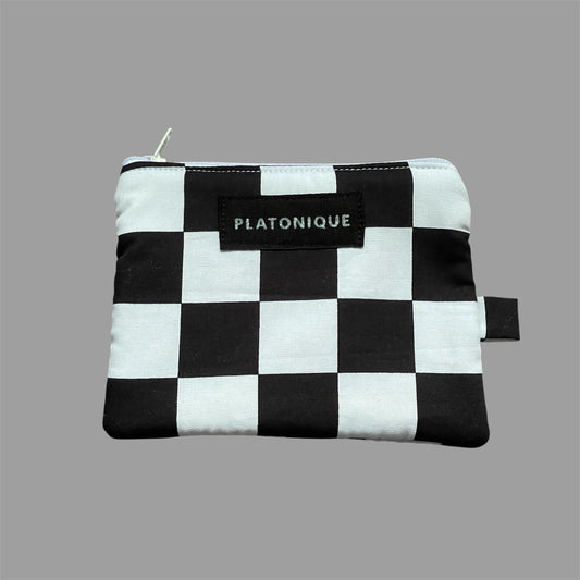 Zipper Pouch Checkered ( White Lining )
