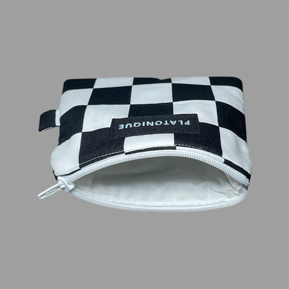 Zipper Pouch Checkered ( White Lining )