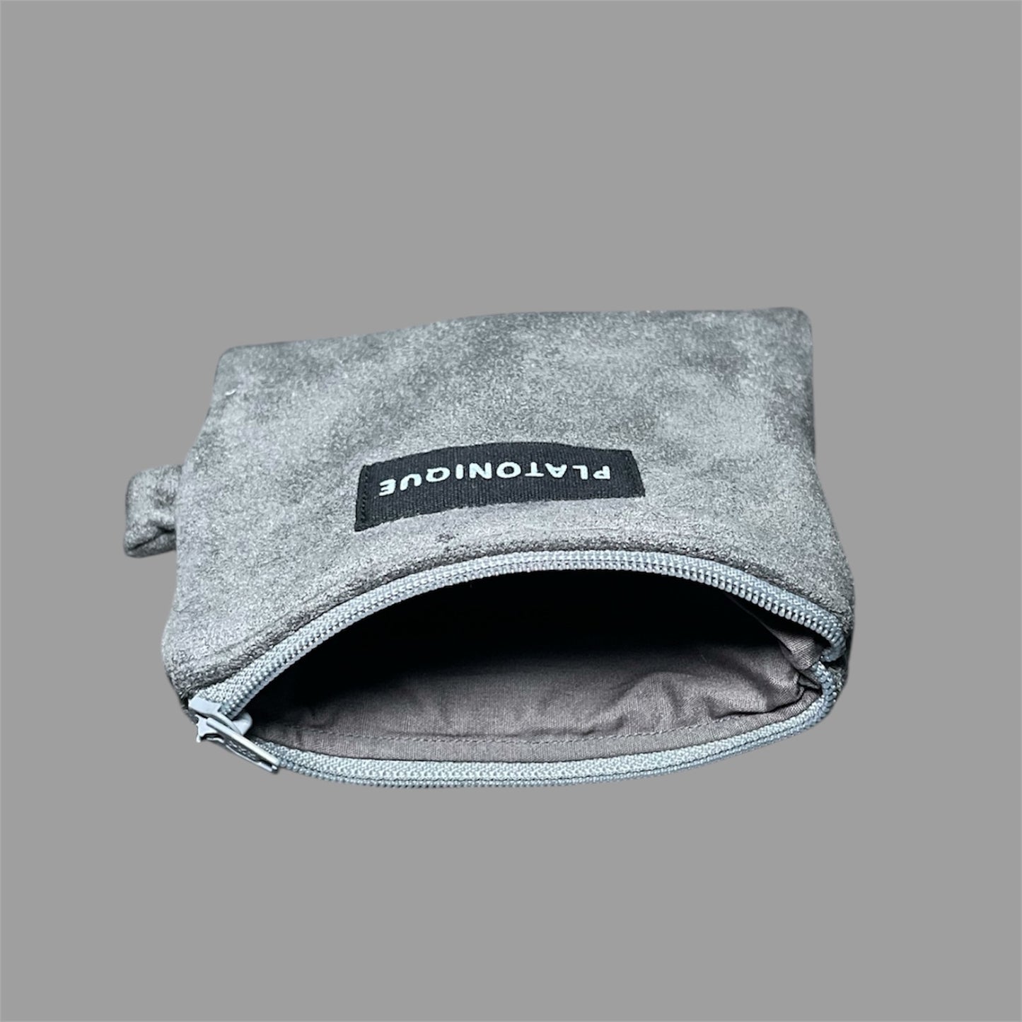 Zipper Pouch Suede Grey